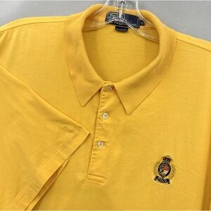 Vintage Polo Ralph Lauren Shirt Mens XL Yellow Crest Shield Spellout Classic 90s